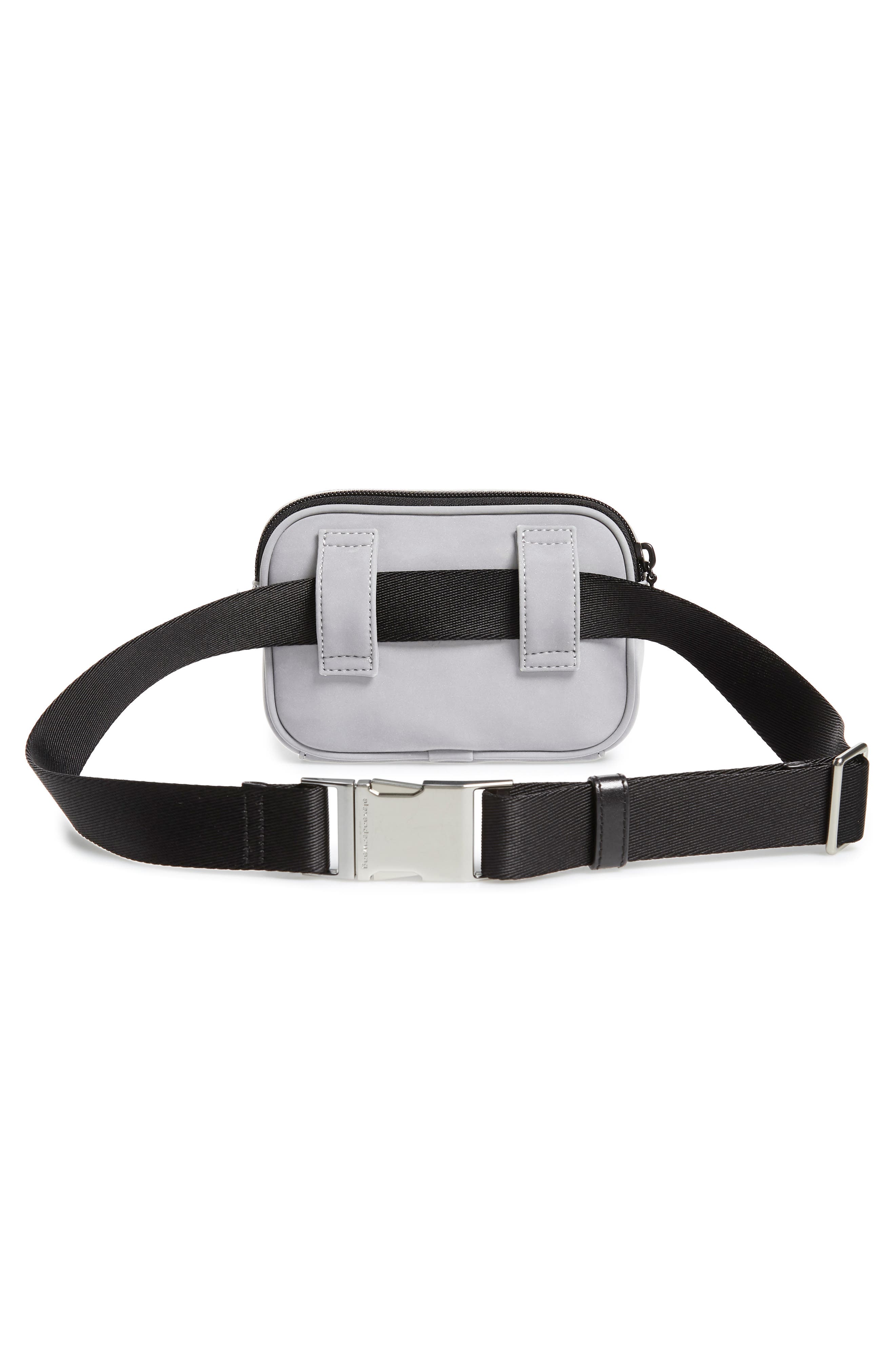 Attica Logo Leather Belt Bag, Alternate, color, REFLECTIVE SILVER