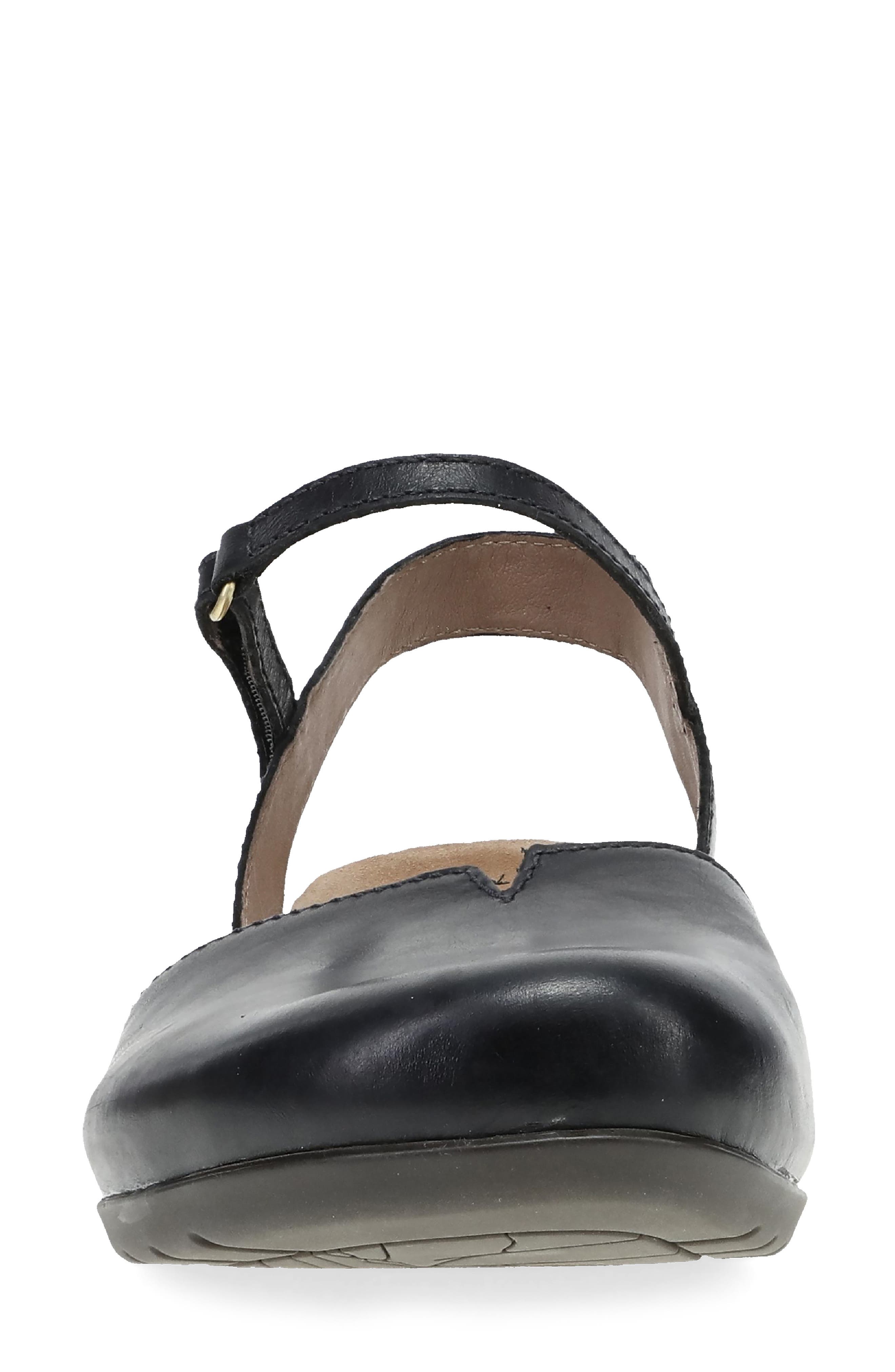 Dansko Rowan Flat, Alternate, color, Black Waxy Burnished