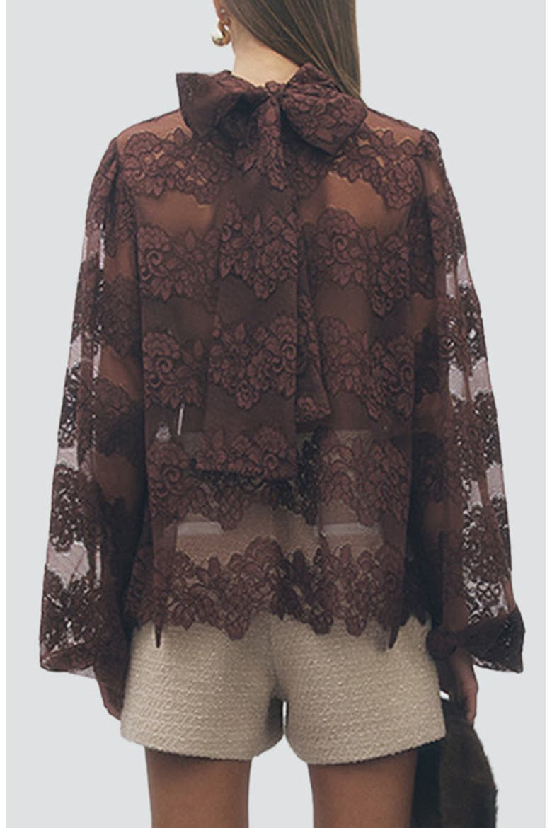 Shana Lace Tiered Top, Alternate, color, BROWN
