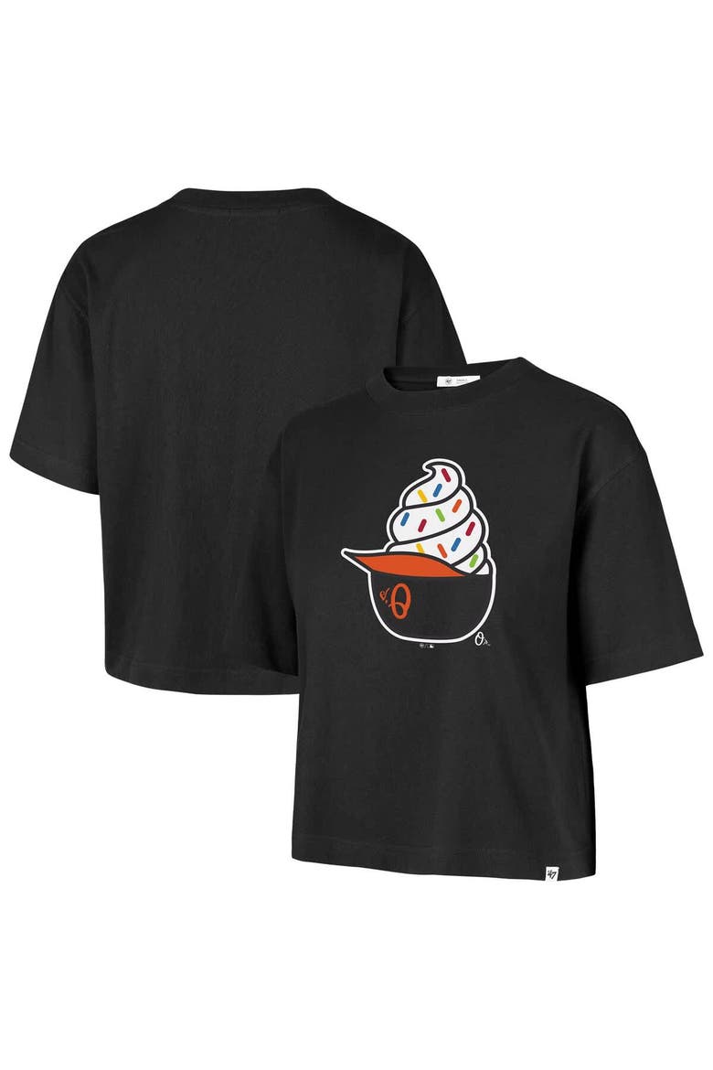Women's '47  Black Baltimore Orioles Ice Cream Helmet T-Shirt, Main, color, Black