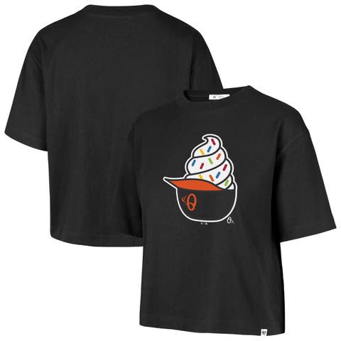 Women's '47  Black Baltimore Orioles Ice Cream Helmet T-Shirt
