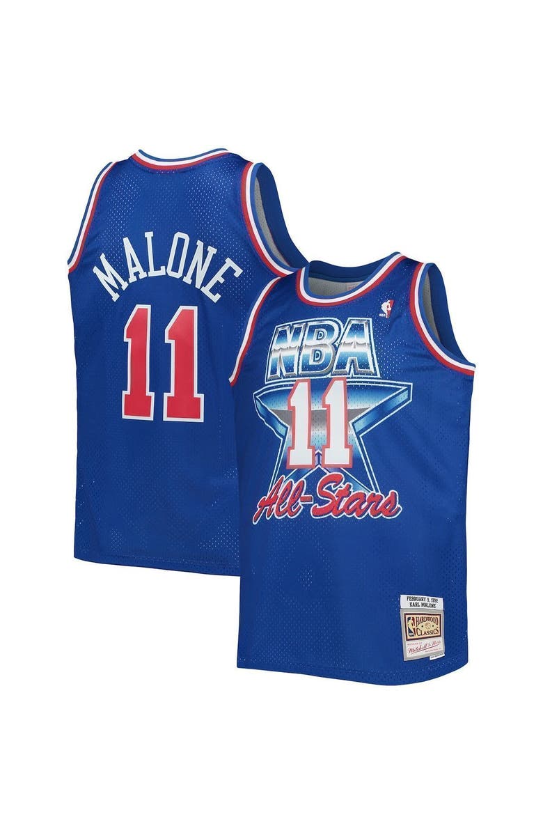 Mitchell & Ness Men's Mitchell & Ness Karl Malone Royal Western Conference Hardwood Classics 1992 NBA All-Star Game Swingman Jersey, Alternate, color, 