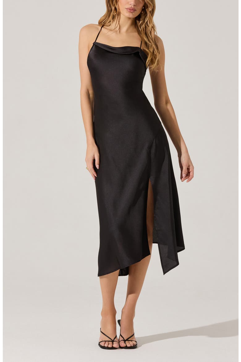Cowl Neck Slipdress, Alternate, color, BLACK
