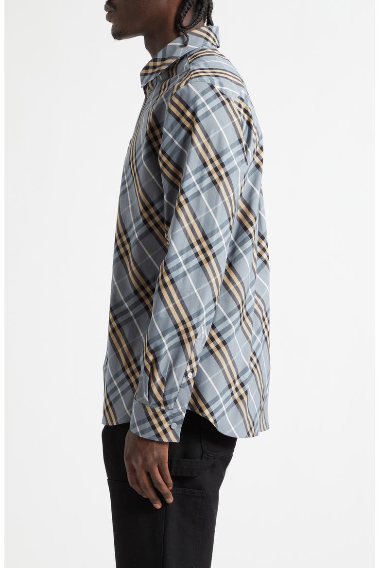 Robert Regular Fit Check Cotton Poplin Button-Up Shirt, Alternate, color, WAVE BLUE IP CHECK