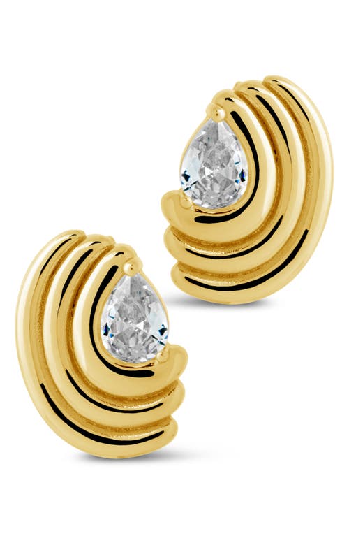 Sterling Forever Kouign Amann Cubic Zirconia Stud Earrings In Gold