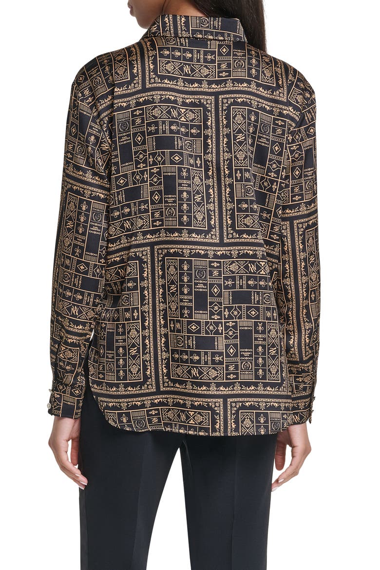 Oversized Woven Top, Alternate, color, BLACK/ GOLD