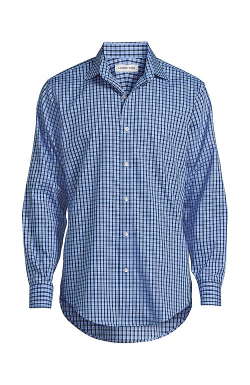 Lands' End Solid No Iron Supima Pinpoint Straight Collar Dress Shirt In Blue
