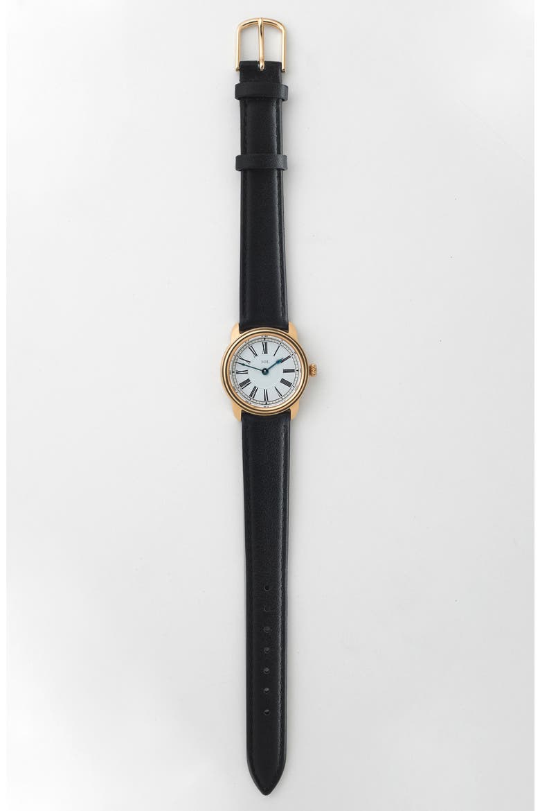 The Harriet Petite Vintage Watch, Alternate, color, Gold Watch - Black Strap