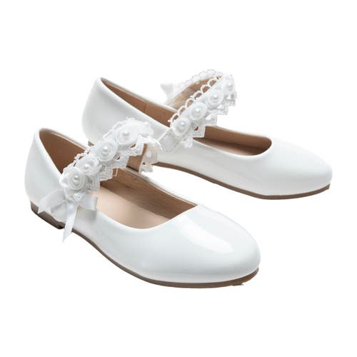 Tulleen Rose-appliqué Patent-leather Ballerina Shoes In White
