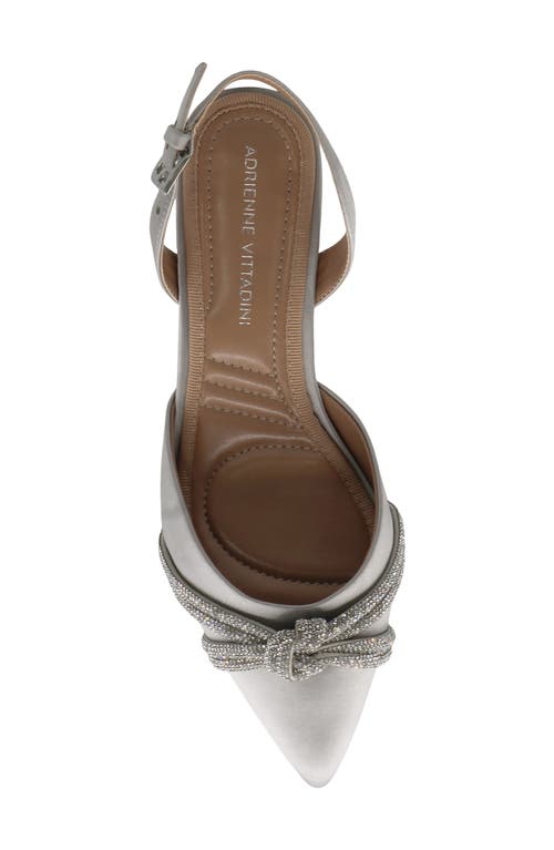 Adrienne Vittadini Sabriel Kitten Heel Slingback Pump In Silver Satin