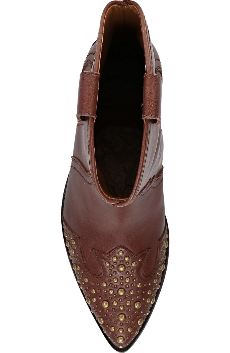 Frye Sara Studded Wingtip Western Boot, Alternate, color, Saddle