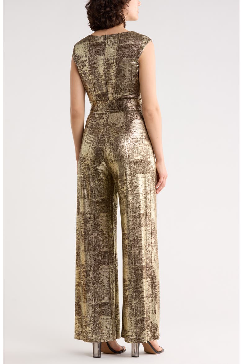Foiled Jersey Jumpsuit, Alternate, color, BROWN