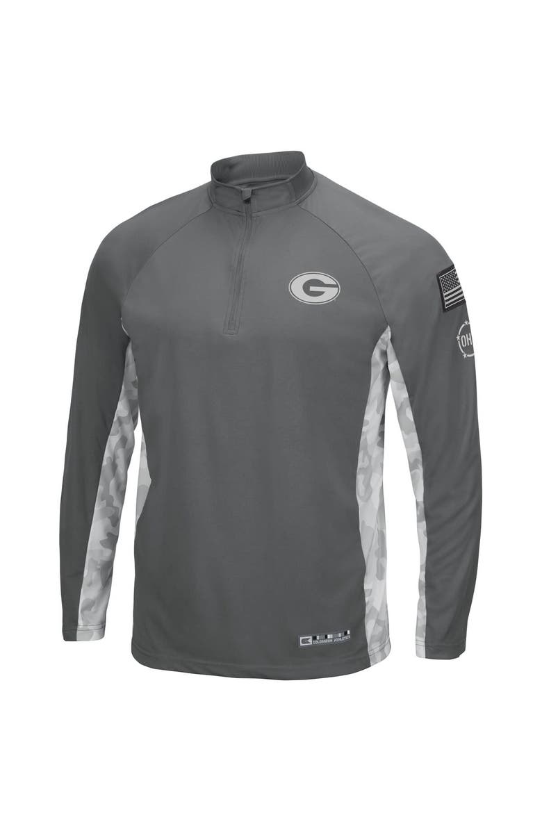 COLOSSEUM Men's Colosseum Gray/Camo Georgia Bulldogs OHT Military Appreciation Swoop Quarter-Zip Jacket, Alternate, color,