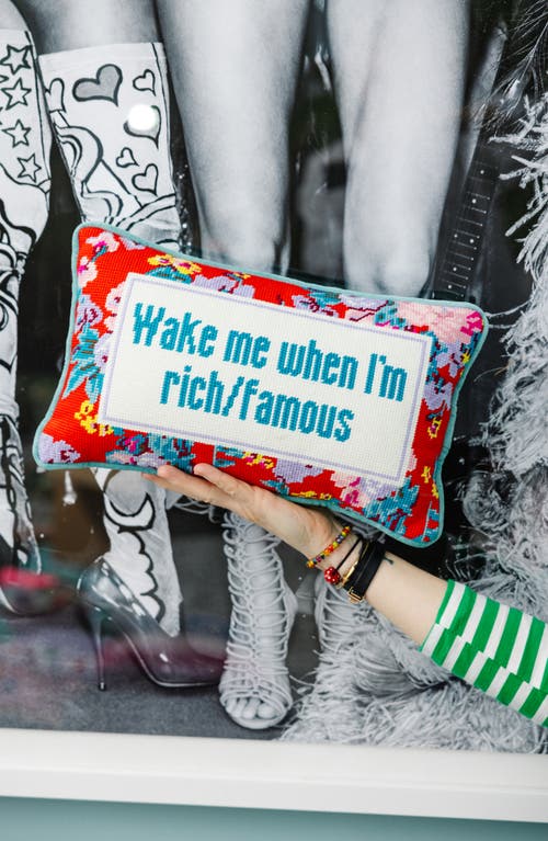 Furbish Rich And Famous Needlepoint Pillow In Multi