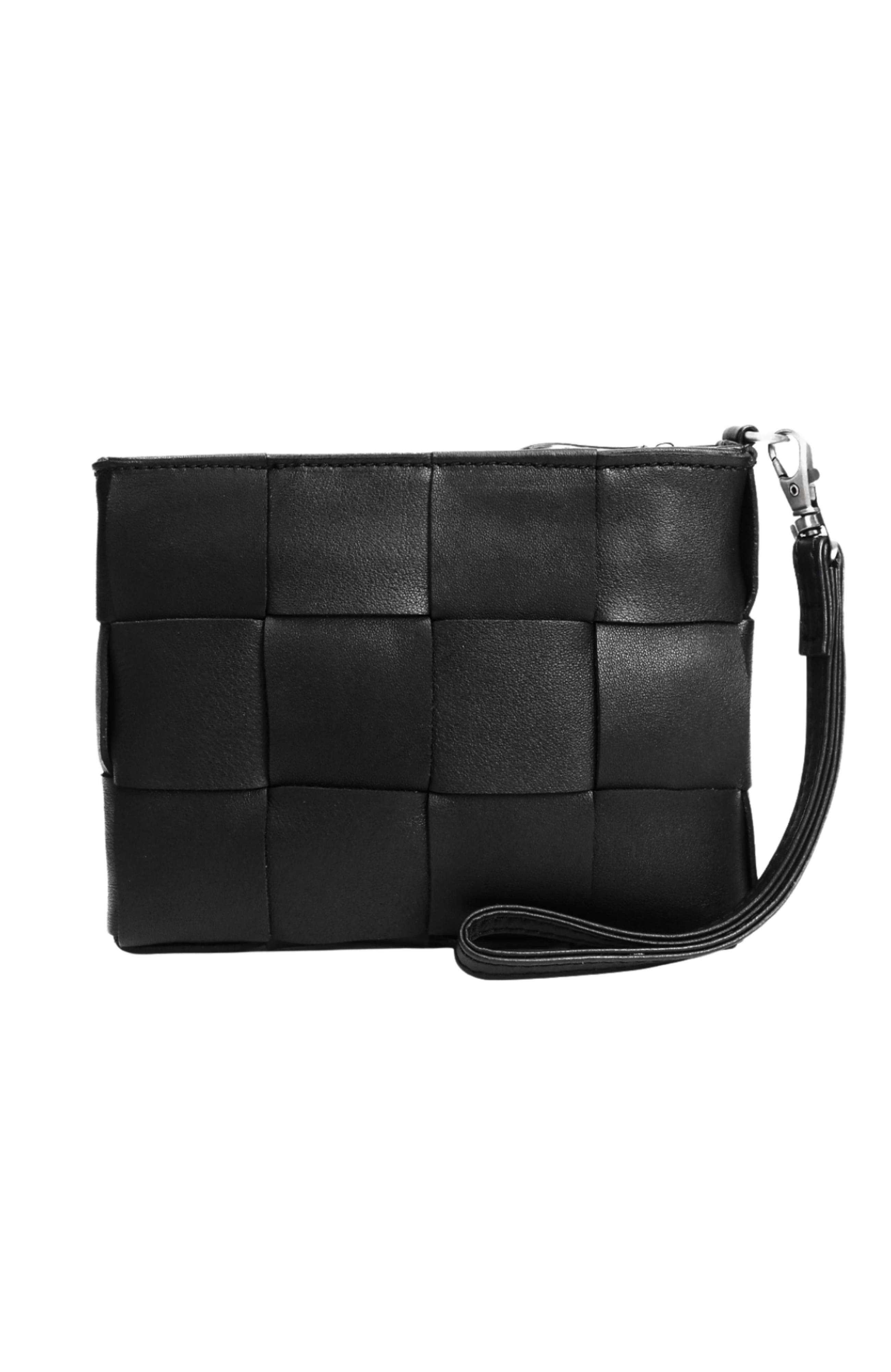 Mandrn Leather Clutch, Main, color, Black