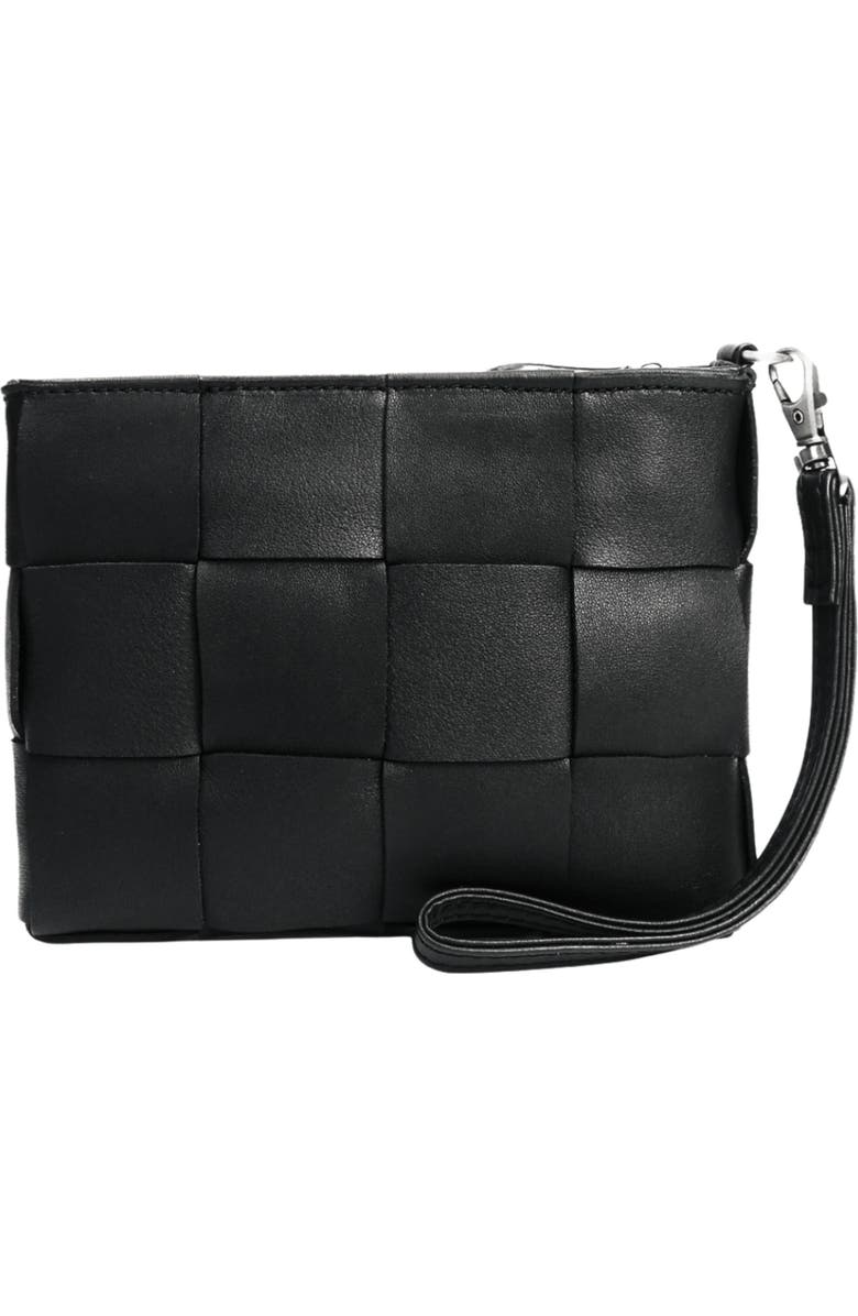 Mandrn Leather Clutch, Main, color, Black