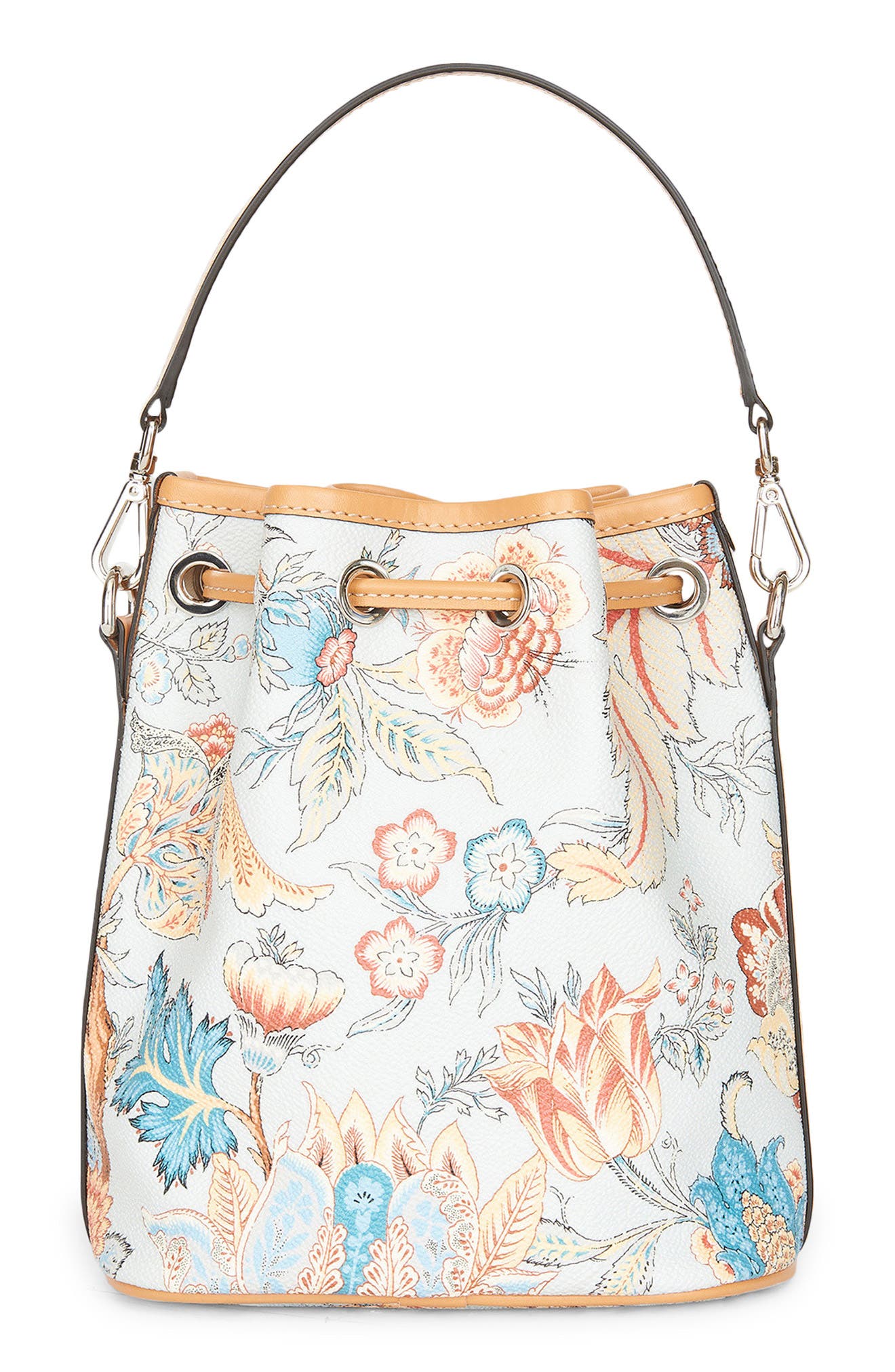 Etro Tree of Life Floral Print Coated Canvas Bucket Bag, Alternate, color, 