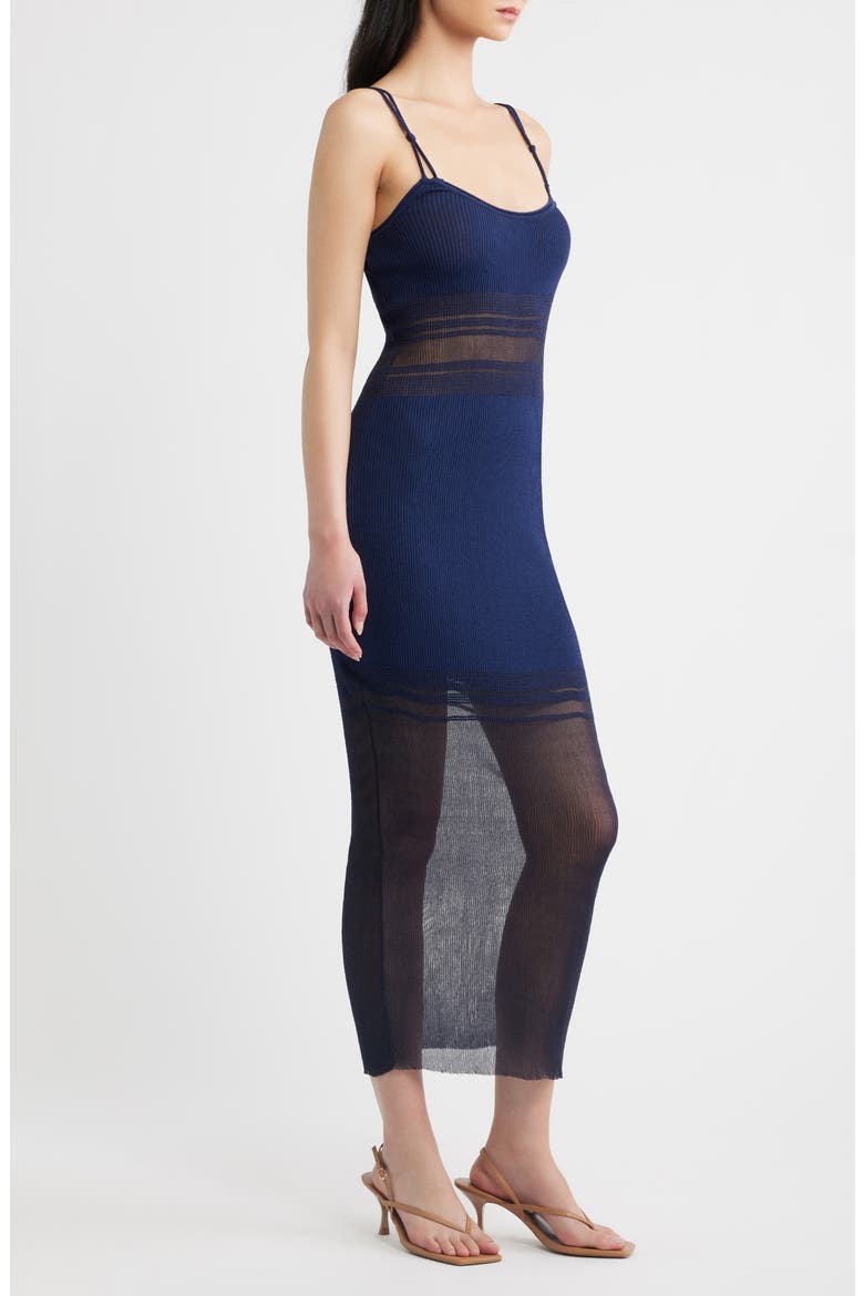Kimberly Placed Stripe Body-Con Sweater Dress, Alternate, color, NAVY