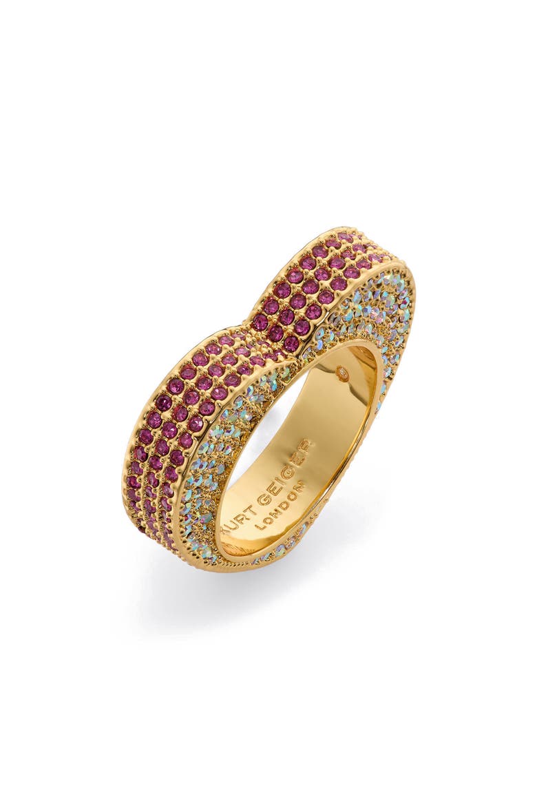 Pavé Heart Band Ring, Main, color, PINK