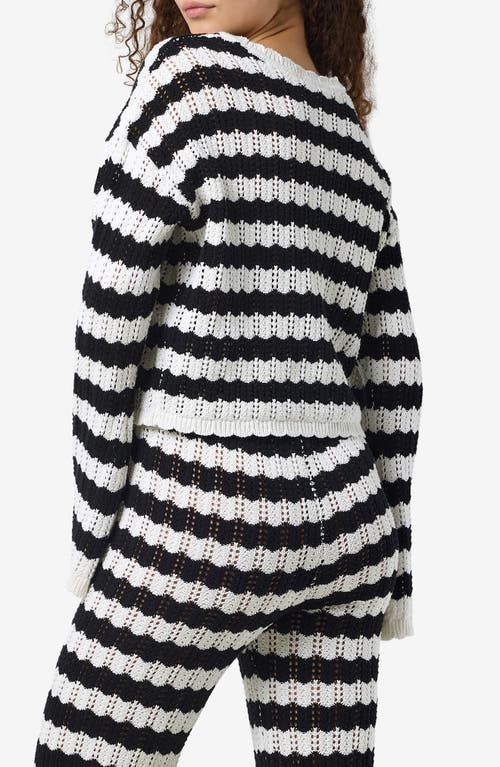 Shop Noisy May Laika Open Stitch Sweater In Birch Stripes Black