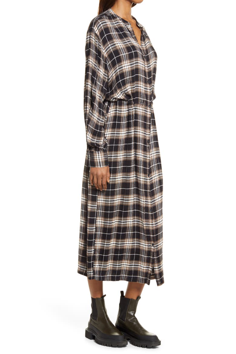Plaid Long Sleeve Shirtdress, Alternate, color, BLACK DANVILLE PLAID