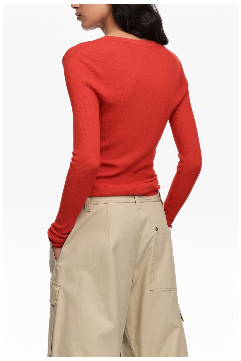 Fitted Ribbed Sweater, Alternate, color, RED