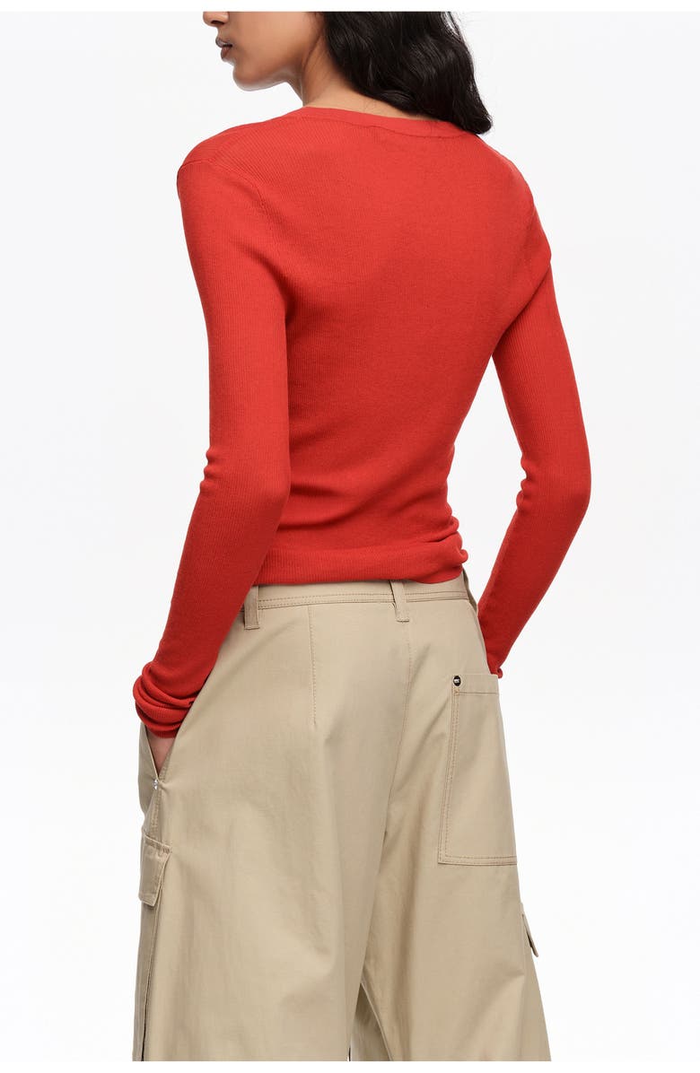 Bimba y Lola Fitted Ribbed Sweater, Alternate, color, Red
