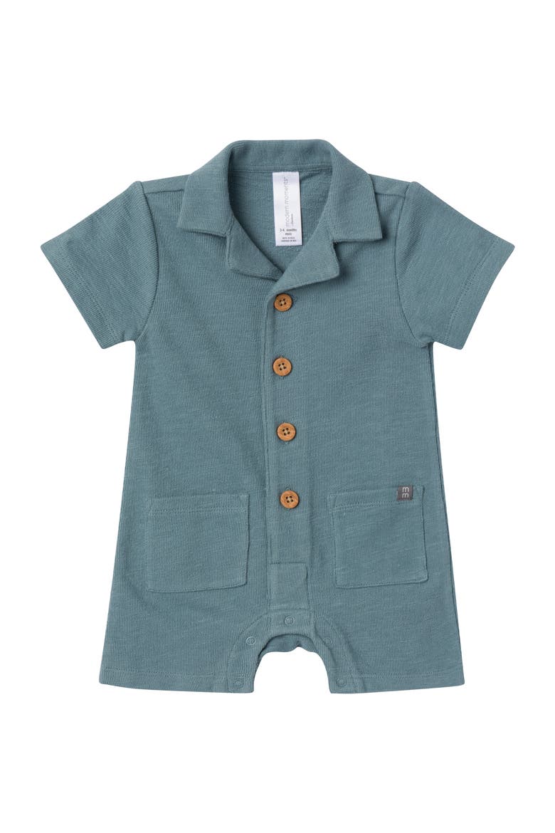 Collared Short Sleeve Romper, Main, color, Dark Teal