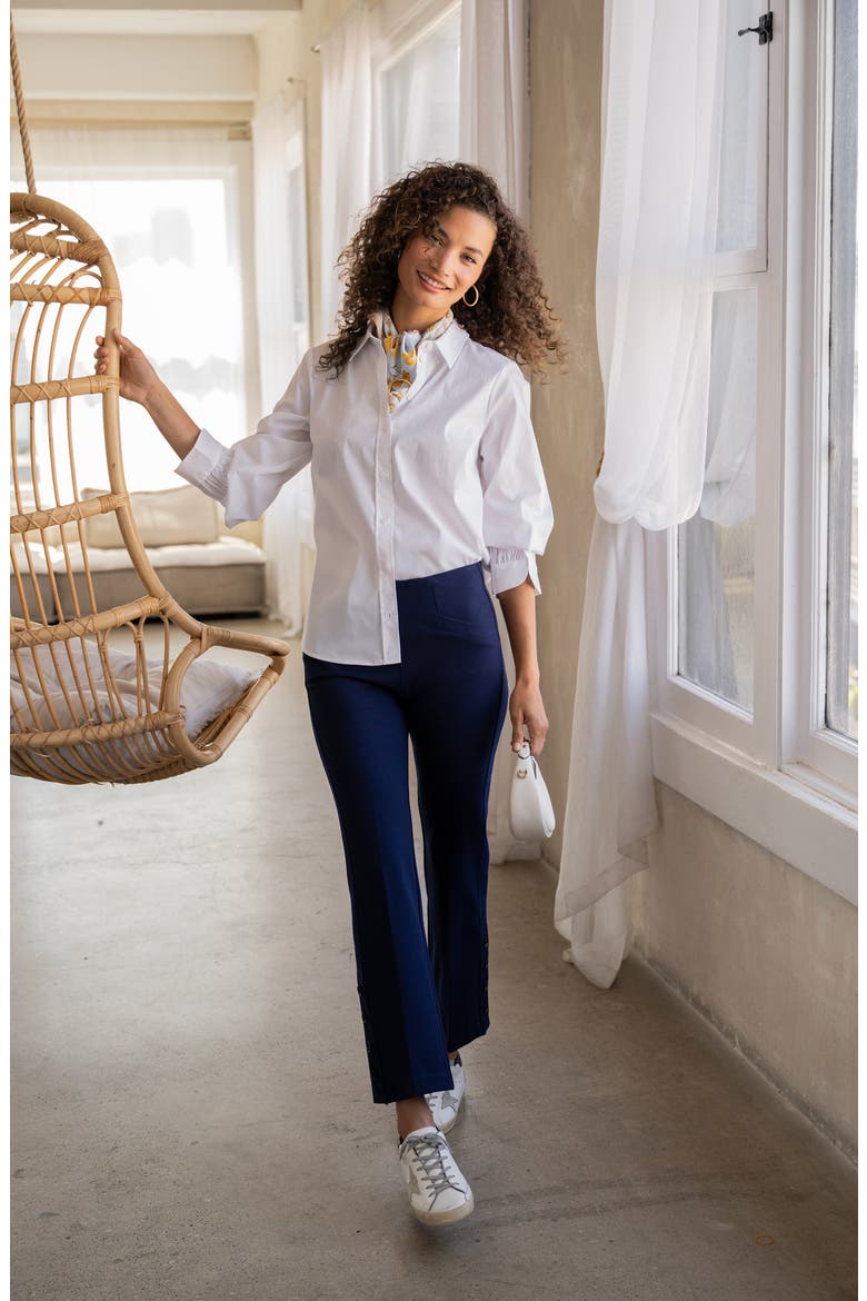 Stella Pull-On Kick Flare Ponte Pants, Alternate, color, CADET BLUE