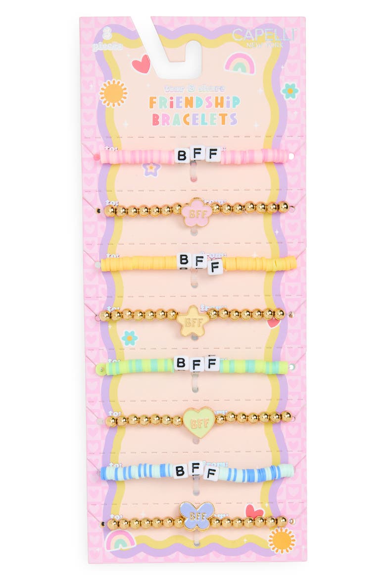 Kids' Tear & Share 8-Pack Assorted Best Friends Bracelet Set, Main, color, GOLD MULTI
