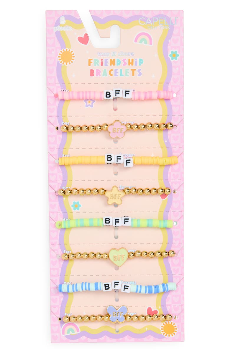 Capelli New York Kids' Tear & Share 8-Pack Assorted Best Friends Bracelet Set, Main, color, Gold Multi
