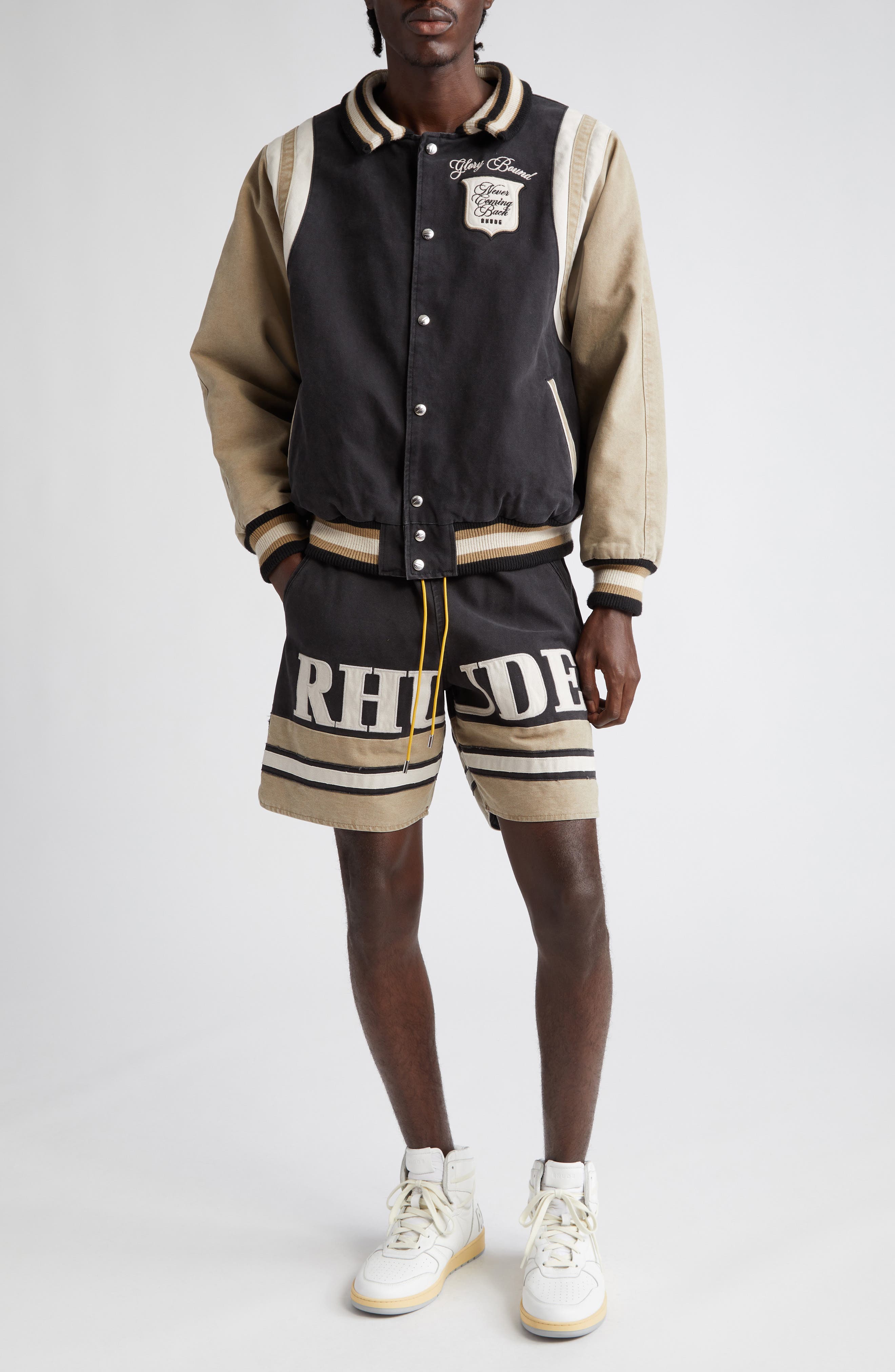 Rhude Washed Cotton Canvas Varsity Jacket (Men) | Nordstromrack