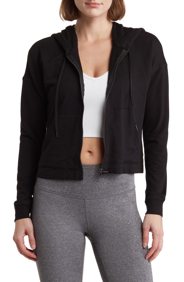 90 DEGREE BY REFLEX Fleece Crop Zip Hoodie, Main, color, 