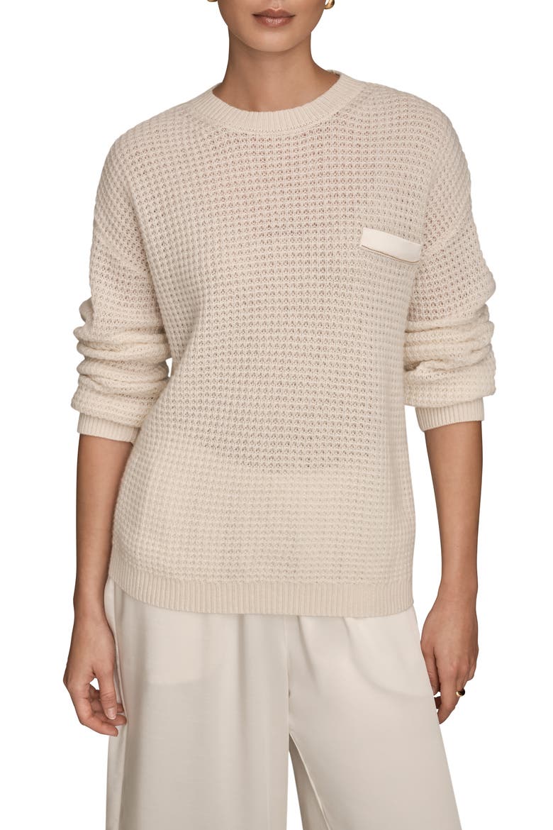 Waffle Stitch Wool & Cashmere Sweater, Main, color, CREAM/ GOLD
