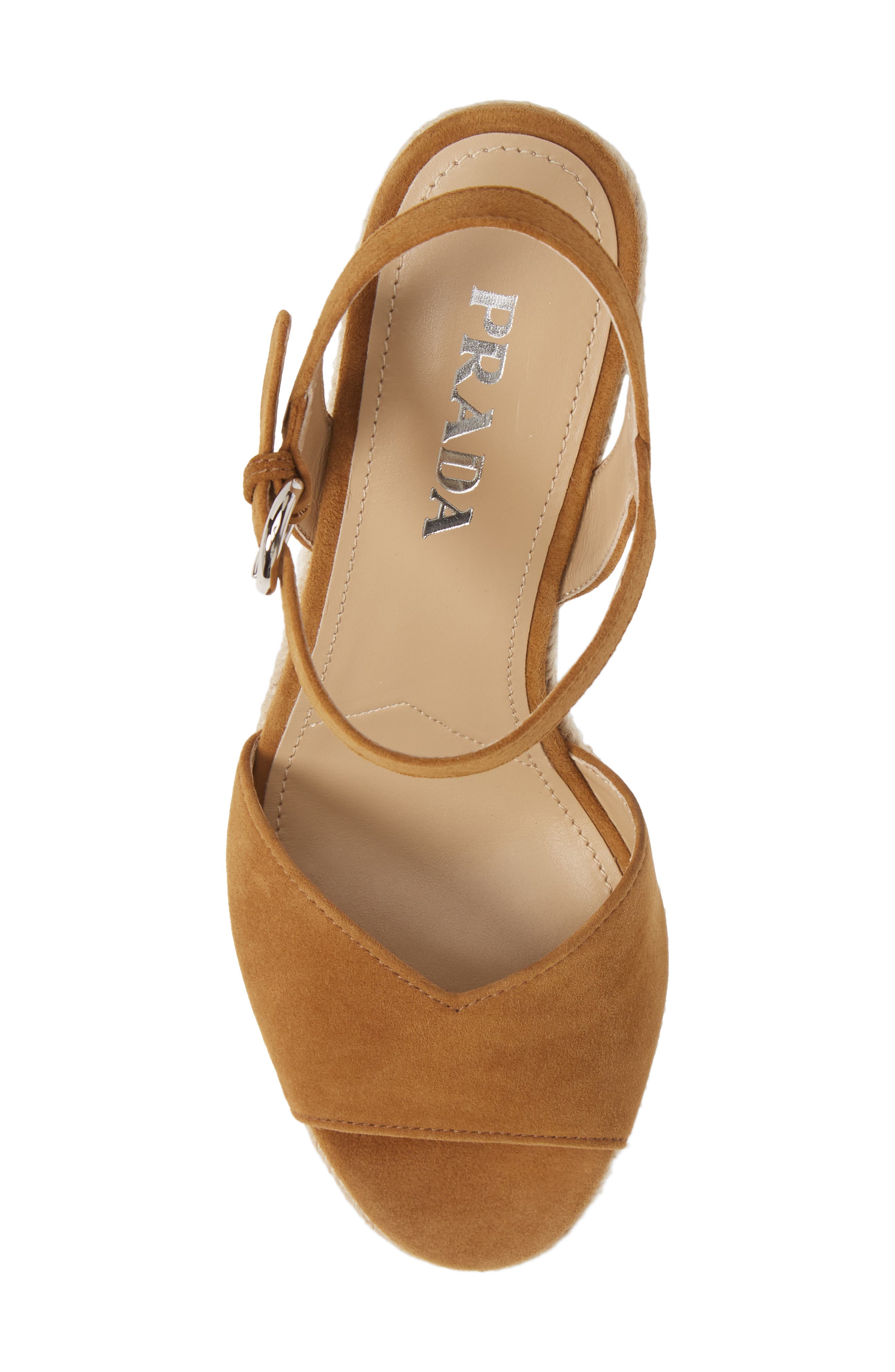 Prada Raffia Wedge Sandal, Alternate, color, 