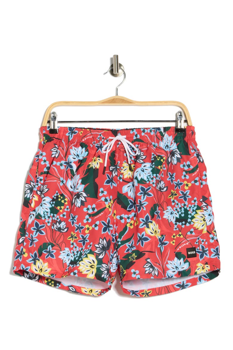 Octopus Swim Shorts, Alternate, color, MEDIUM RED