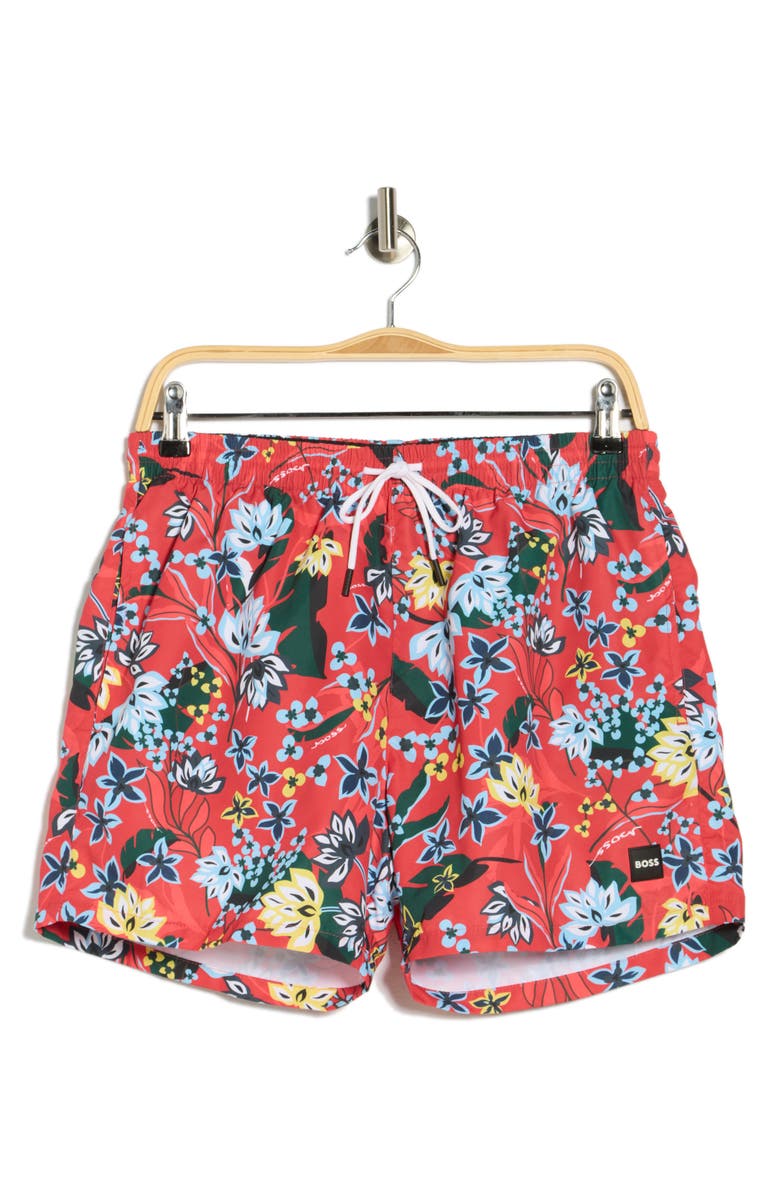BOSS Octopus Swim Shorts, Alternate, color, Medium Red