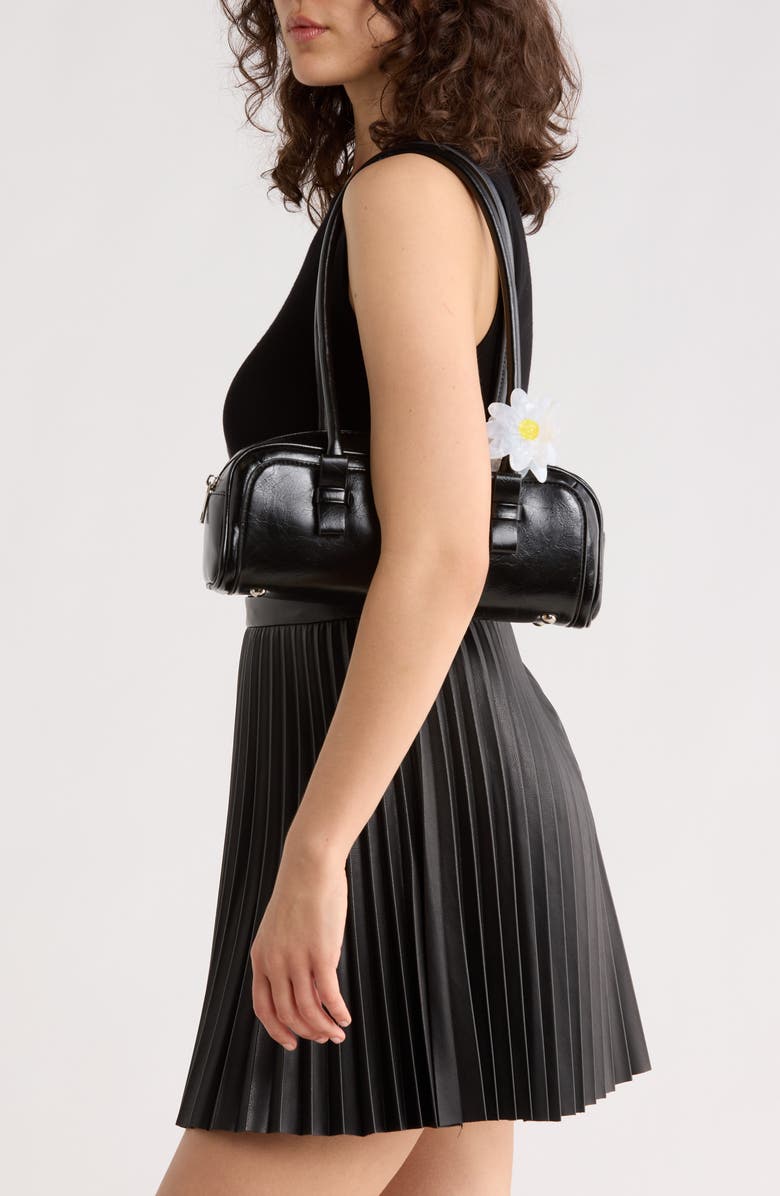 Madden Girl Crinkle Faux Leather Shoulder Bag, Alternate, color, Black