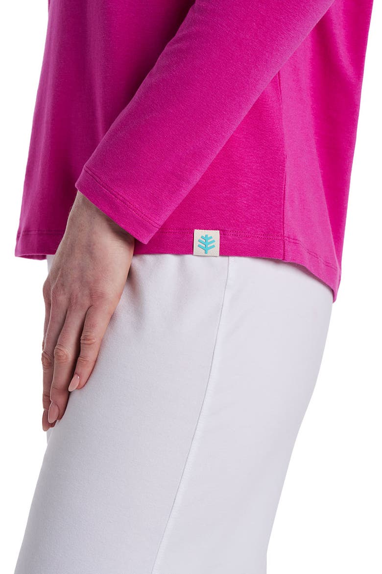 Women's Morada V-Neck Long Sleeve T-Shirt, UPF 50+ Sun Protection, Alternate, color, Fuchsia Pink