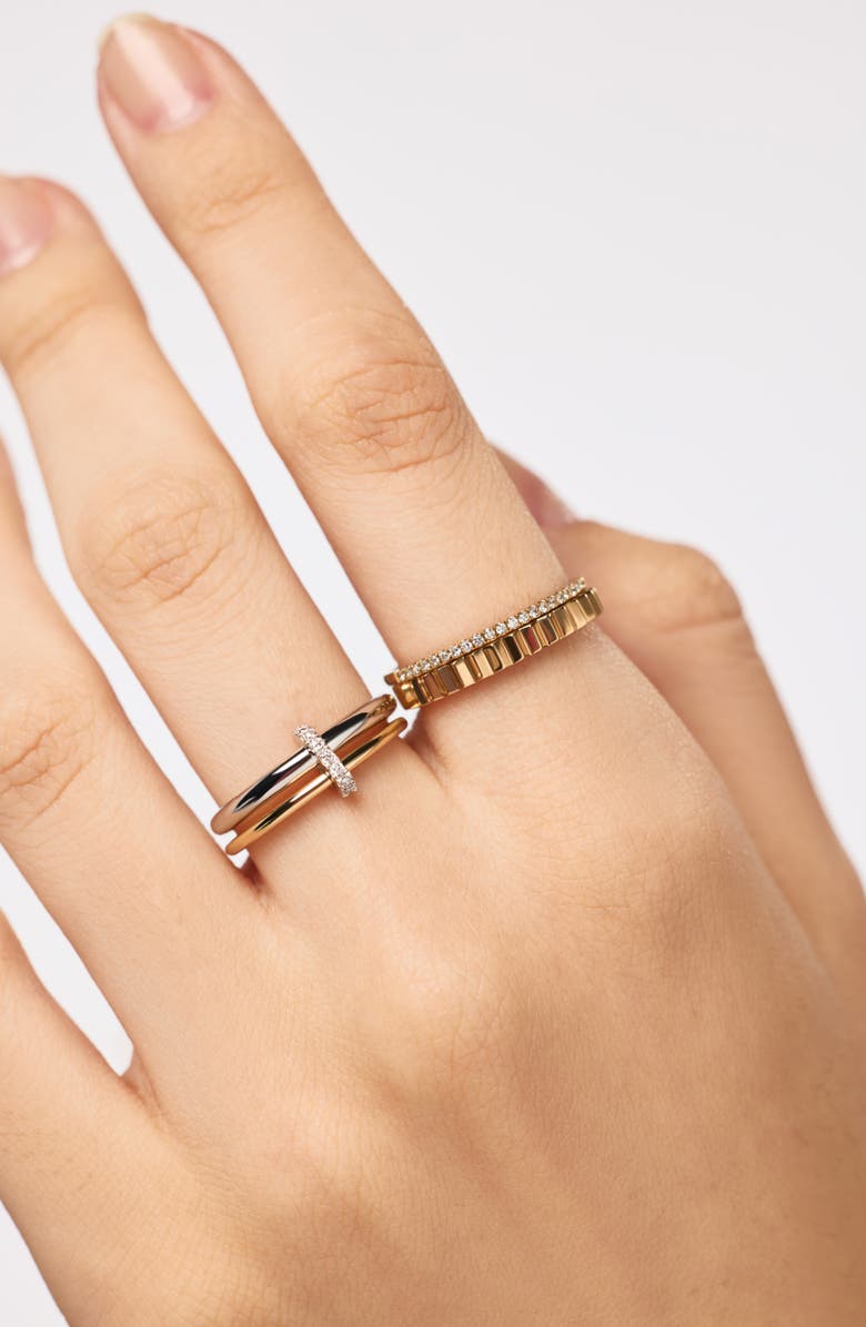 Ana Luisa Ellery Cubic Zirconia Pavé Heart Ring, Alternate, color, Gold / Clear