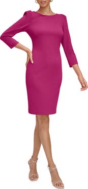 Calvin Klein Three-Quarter Sleeve Scuba Crepe Sheath Dress