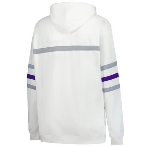 Mitchell & Ness White Minnesota Vikings Plus Size Head Coach Throwback Pullover Hoodie In Gray