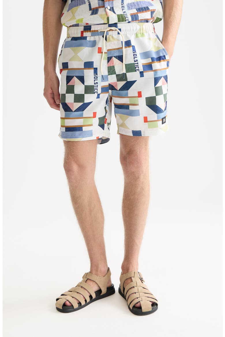 Patchwork Print Swim Trunks, Main, color, PATCHWORK INFINITY