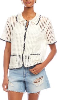 FIFTEEN TWENTY Gemma Open Knit Button-Up Shirt