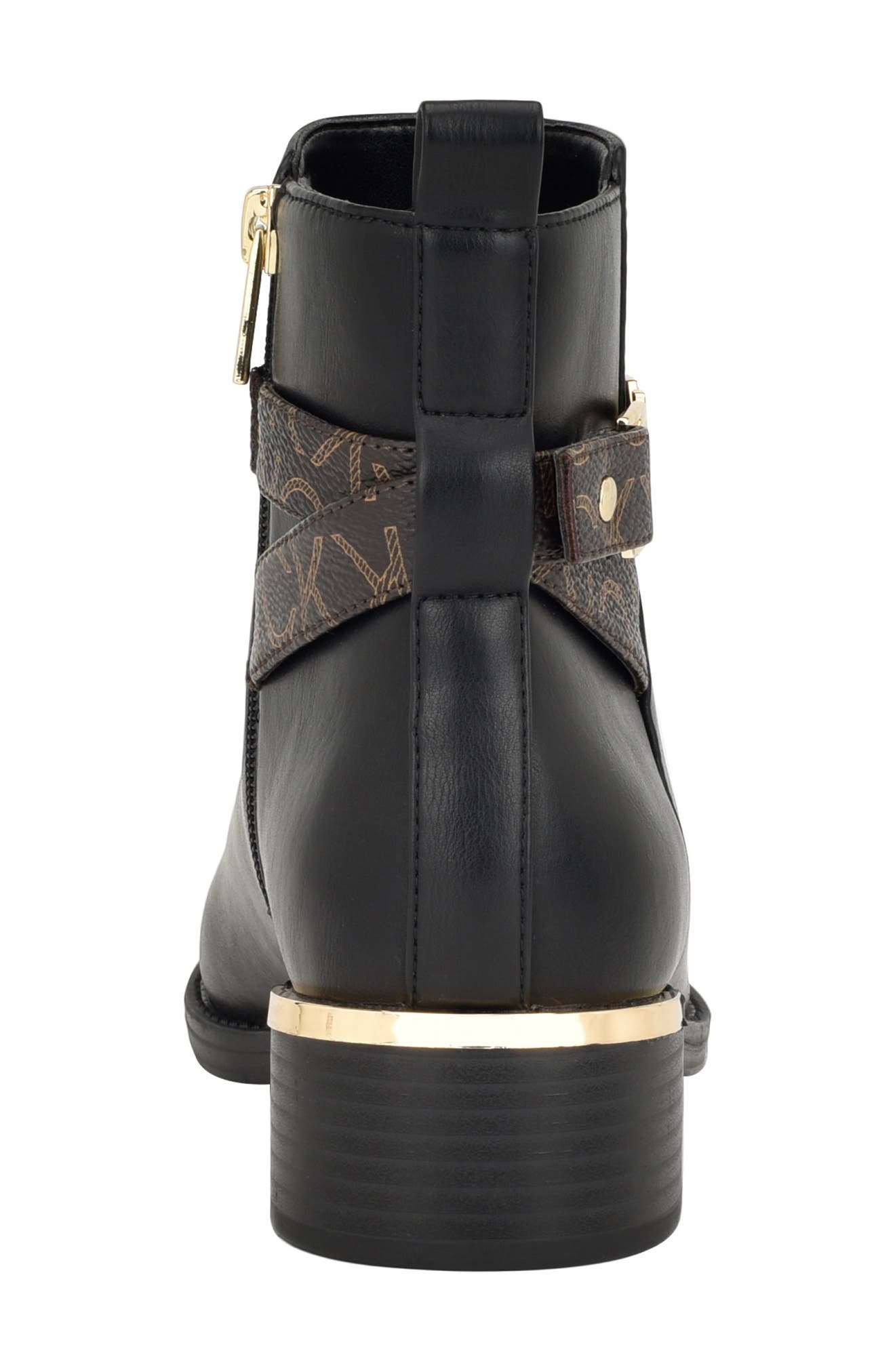 Calvin Klein Buckle Strap Bootie, Alternate, color, Black