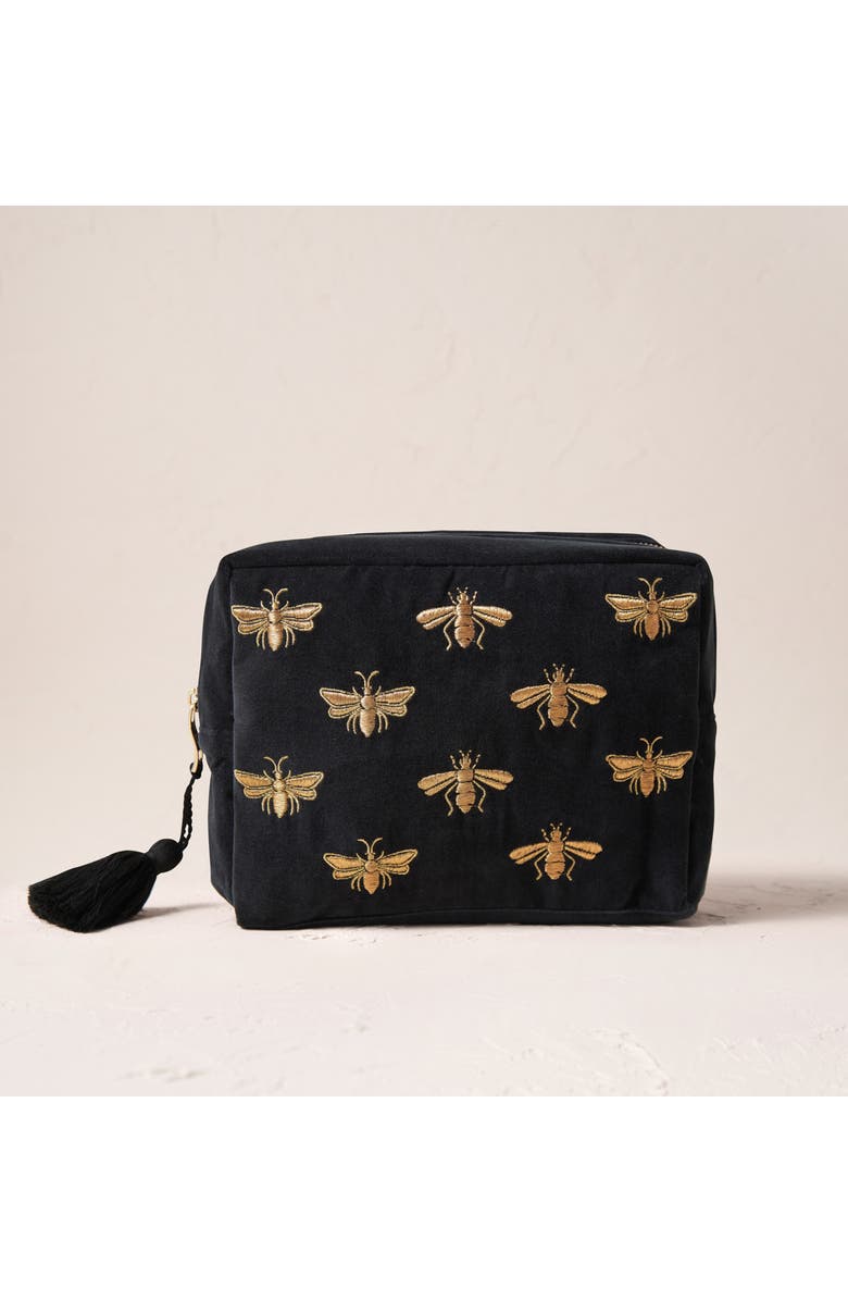 Elizabeth Scarlett Honey Bee Velvet Wash Bag, Main, color,