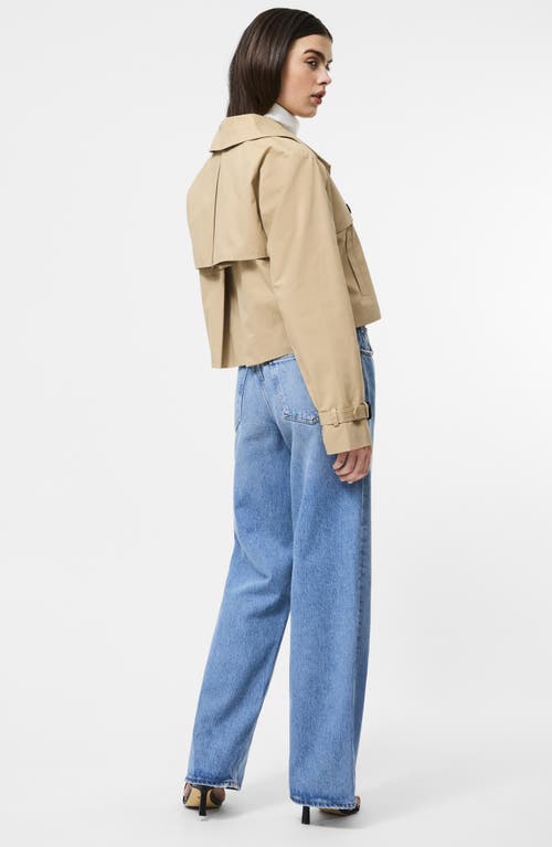 French Connection Cropped Twill Trench Coat In Khaki In Gold