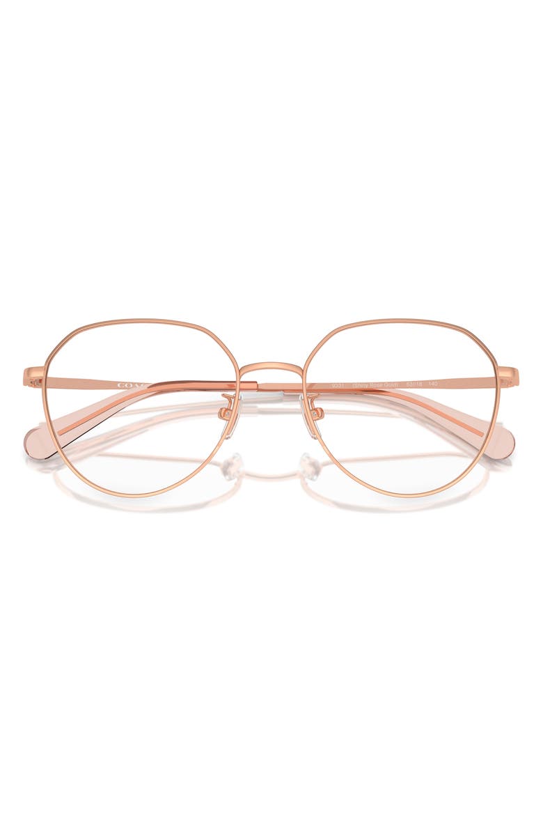 COACH 53mm Rectangular Optical Glasses, Alternate, color, Shiny Rose Gold / Demo Lens