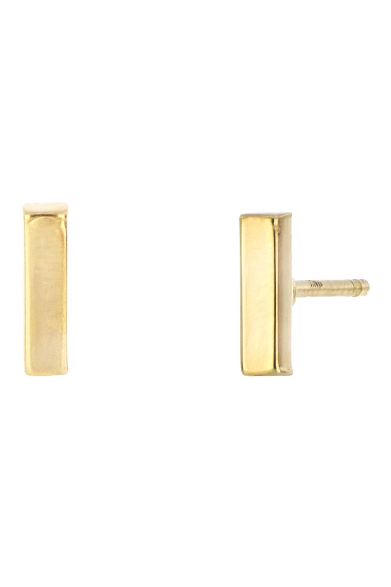 14K Gold Bar Stud Earrings, 7mm (Online Trunk Show), Main, color, 14KY