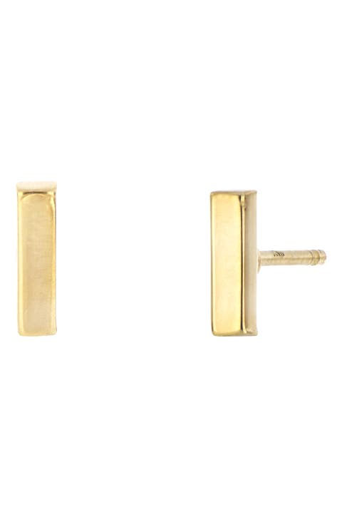 14K Gold Bar Stud Earrings, 7mm (Online Trunk Show)